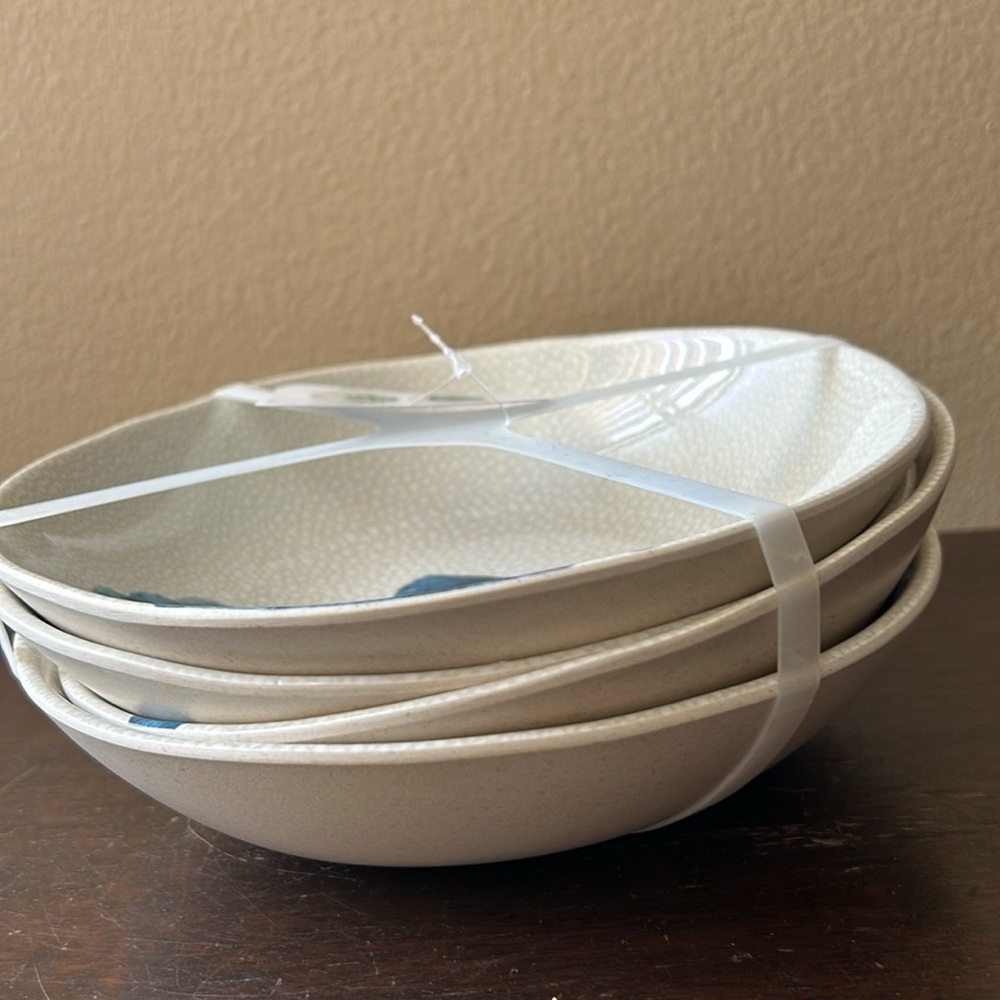 Sigrid Olsen Set Of 4 Blue Seashell Oyster Melamine New Summer Salad Bowls 7.5” - Picture 3 of 3